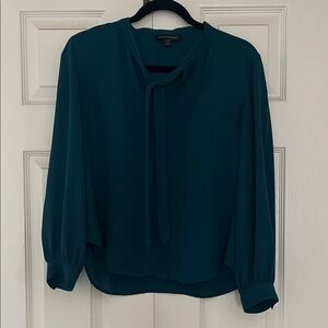 Banana Republic Deep Teal Tie-Neck Blouse